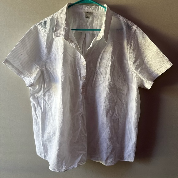 LL BEAN Women's Vacationland Seersucker Shirt, Short-Sleeve Popover Stripe 2X - Picture 3 of 5